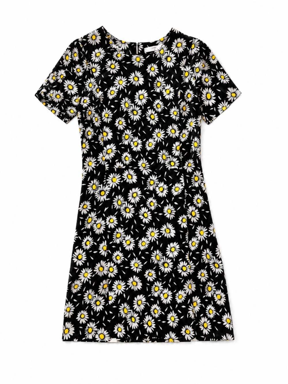 MANGO Daisy Floral Mini Midi Dress - Size 4 / Small White Black